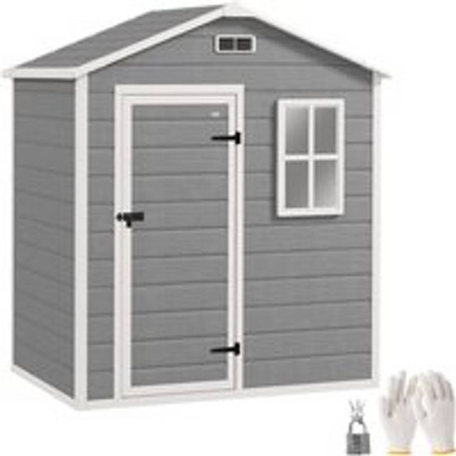 Outsunny Garden Shed with Floor Plastic Grey 6 x 4ft