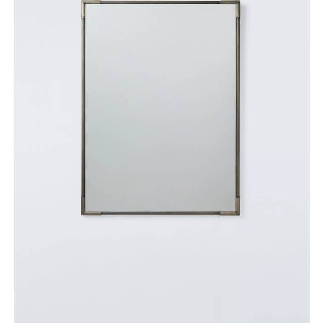 John Lewis Knurl Metal Frame Rectangular Wall Mirror, 90 x 60cm, Antique Brass