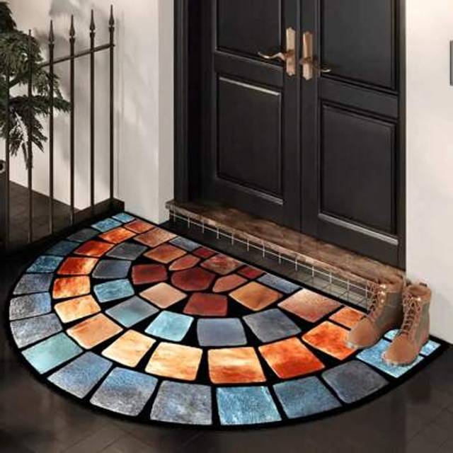 SHEIN 1 Colorful Stone Doormat - Thick Non-Slip Soft Velvet Carpet, A Must-Have For Home Decoration, Suitable For Porches And Living Rooms, Machine Washable