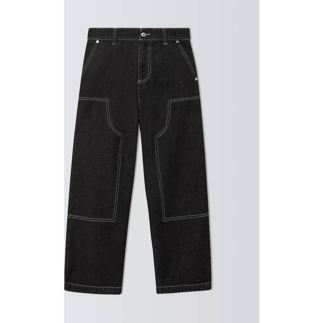 John Lewis Kids' Contrast Stitch Relaxed Fit Jeans, Black