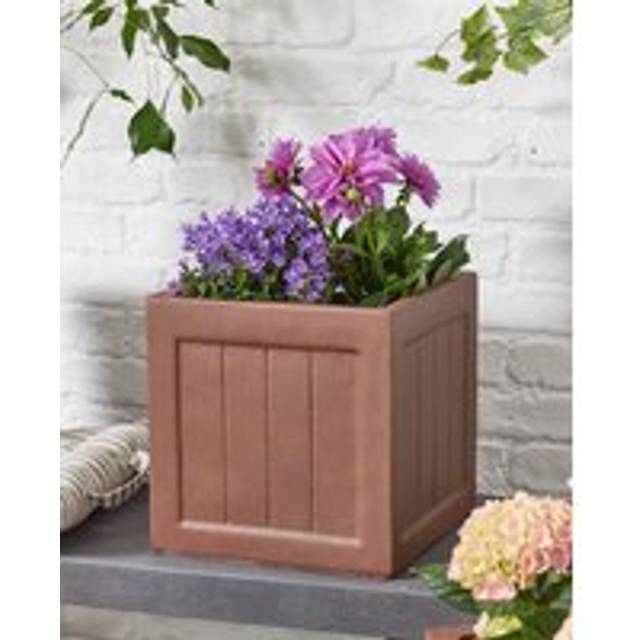 Brown Small Fibreclay Summer Outdoor Garden Planter Plant Pot