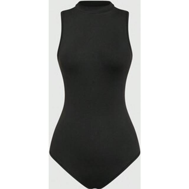 INAWLY Solid Color Mock Neck Slim Fit Sleeveless Bodysuit