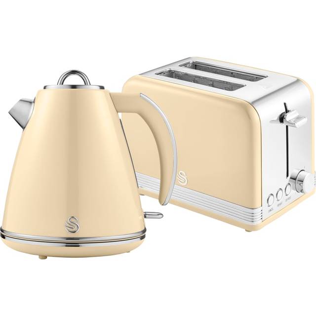 Swan Eejb295 Retro Style 2 Slice Toaster And Jug Kettle Set - Cream