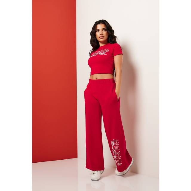 Pixiegirl Red Athletics Wide Leg Jogger 12 Pixiegirl | Petite Women's Joggers