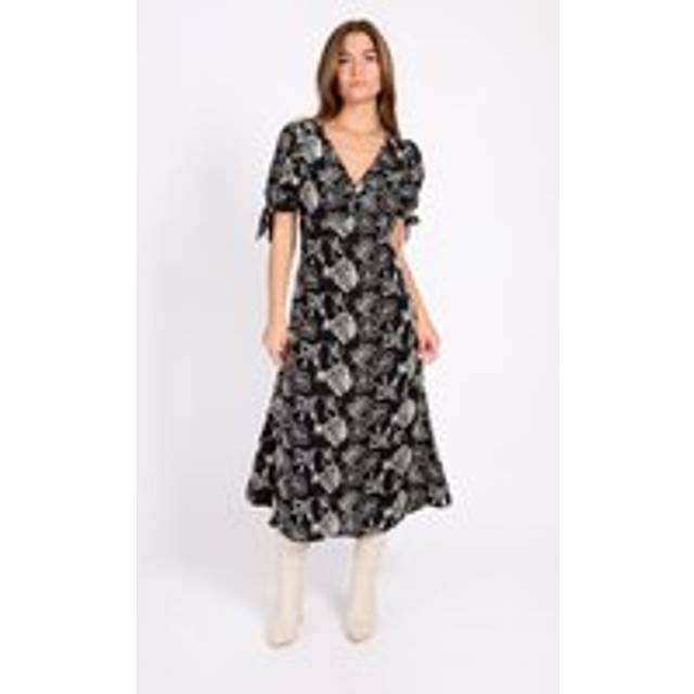 Black Embroidered Midaxi Dress - Multi - 10