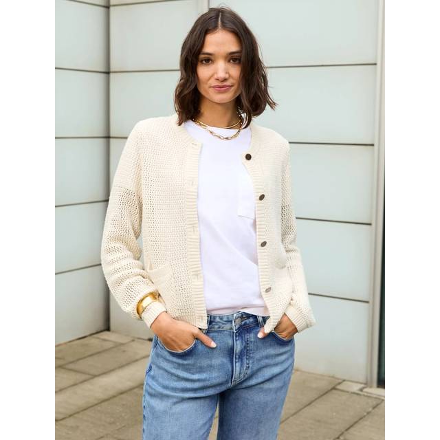 Baukjen Catarina Open Knit Cardigan, Cream