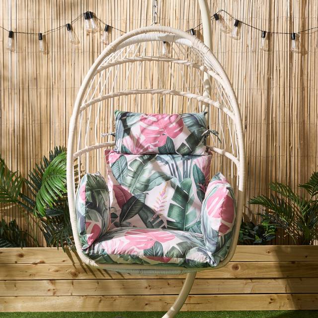 Egg Chair Cushion Large Headrest Pillow Outdoor Garden Water Resistant - Pink - One Size
