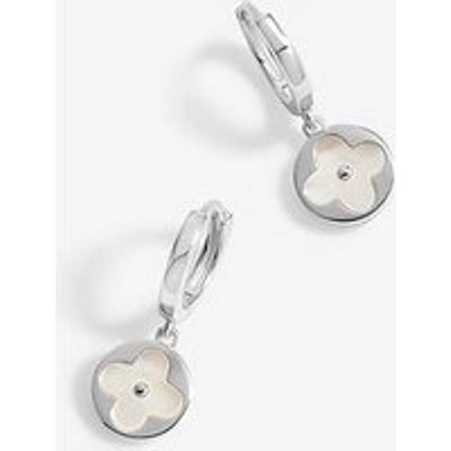 Simply Silver Mother Of Pearl Clover Charm Earrings, Silver