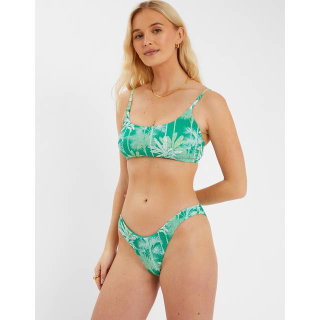 Accessorize Palm Tree Smocked Bikini Bottoms, Green