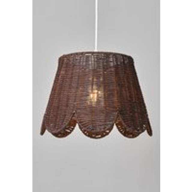 Kuta Scallop Rattan Easyfit Shade, Dark Brown