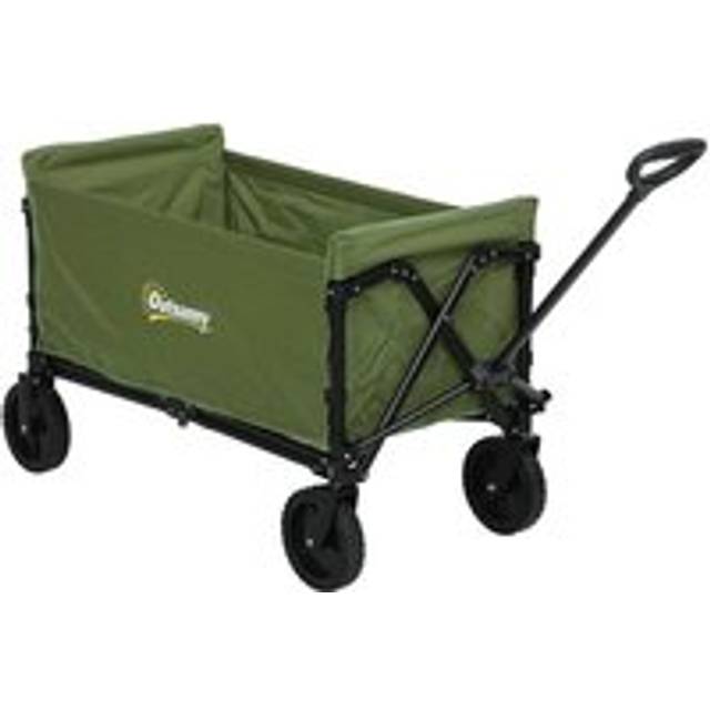 Outsunny 120L Folding Collapsible Wagon with Adjustable Handle, Grey, Grey