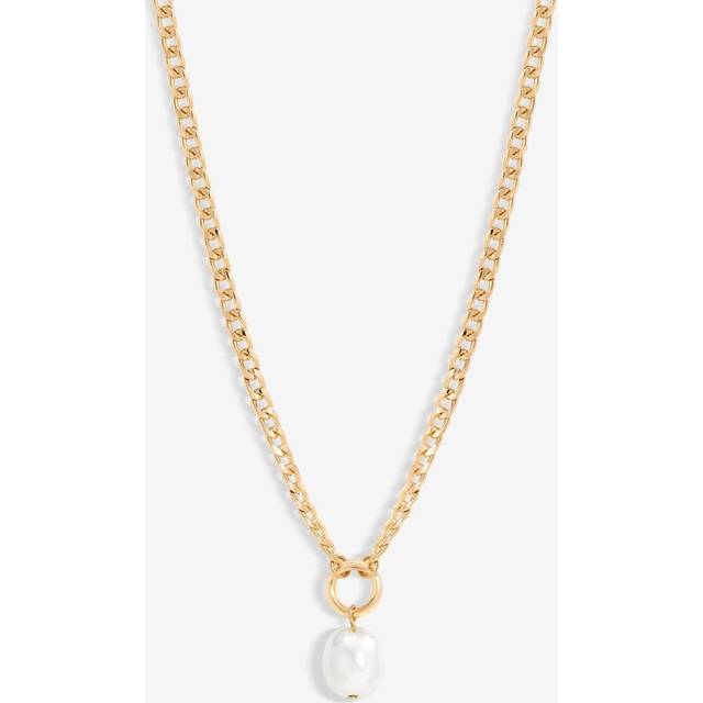 Jon Richard Baroque Pearl Chain Pendant Necklace, Gold/Cream