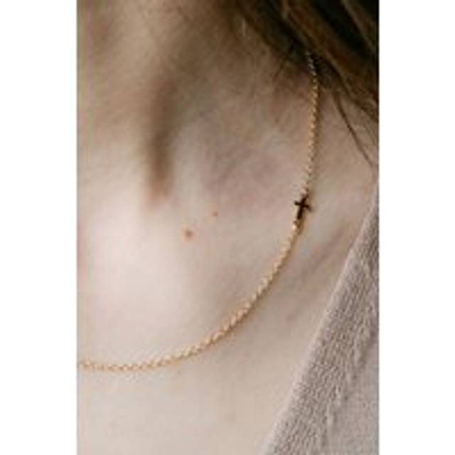 The Colourful Aura Silver And Gold Sideways Christian Minimalist Dainty Cross Charm Choker Necklace - One Size