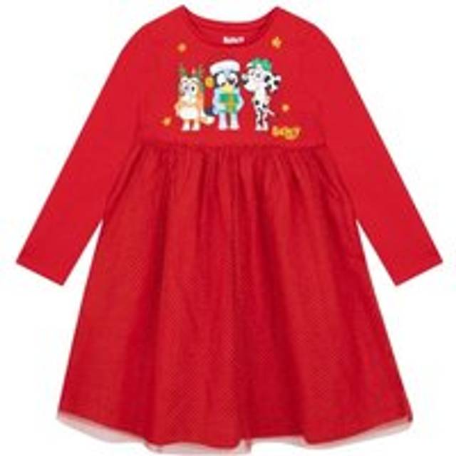 Glitter Christmas Party Dress - Red - 6-7 Years
