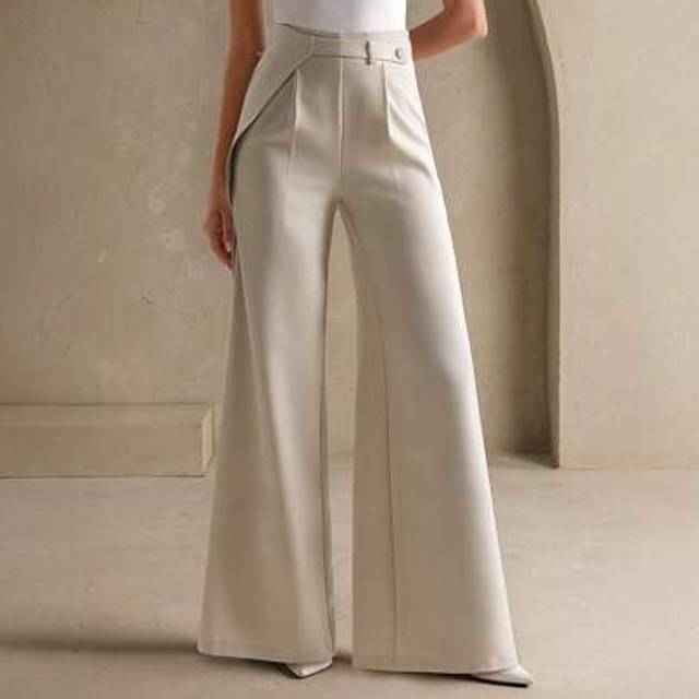 SHEIN New Spring/Summer High Waist Asymmetrical Drape Effect Straight Leg Pants