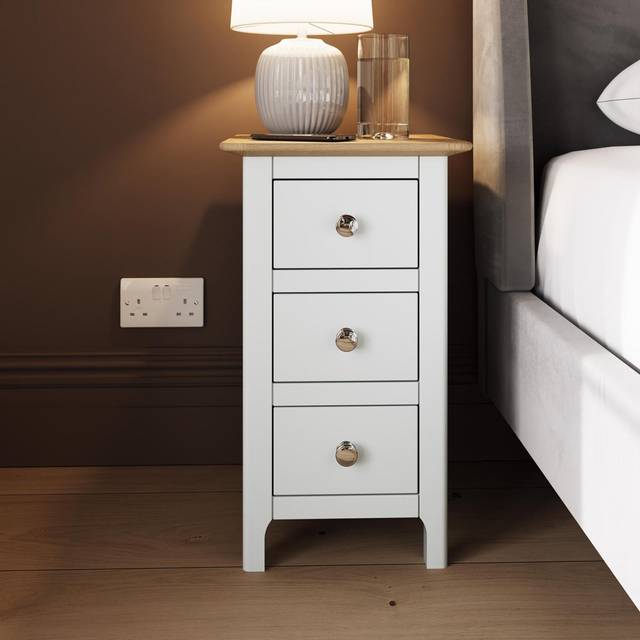Clary 34cm W Solid Wood Bedside Table - Ivory (58cm H X 34cm W X 35cm D)