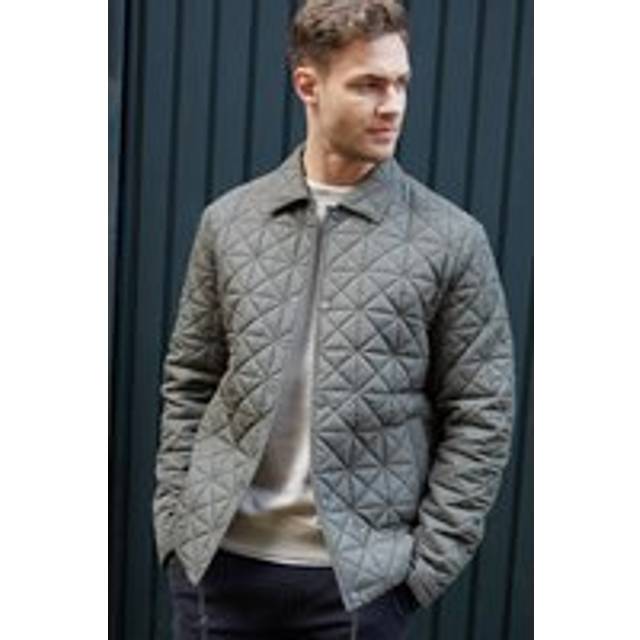 Lightweight Collared Quilted Jacket - Green - L
