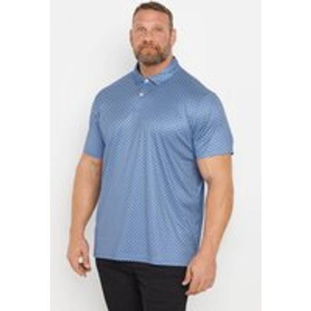 Geometric Print Polo Shirt - Blue - XXXL