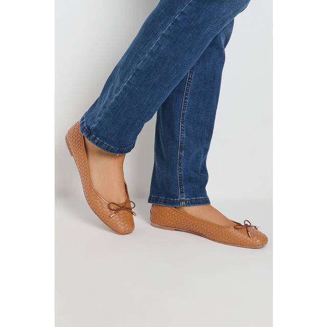 Lts Tan Brown Woven Ballerina Pumps In Standard Fit Standard > 8 Lts | Tall Women's Ballerina Pumps - Standard 8