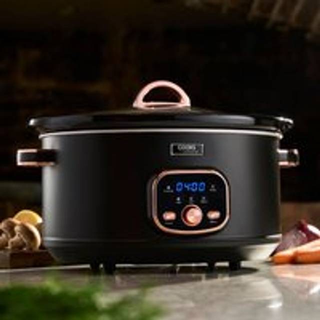 Digital Slow Cooker 6.5L 2 Heat Settings Keep Warm Black / Rose Gold - One Size