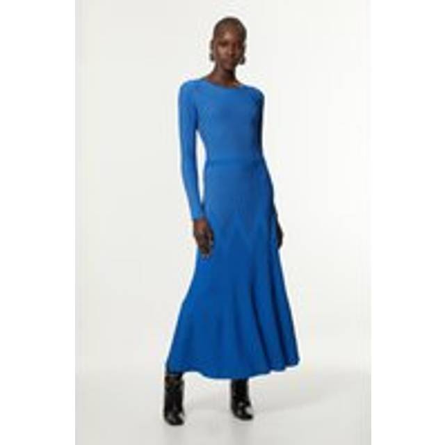 Petite Zig Zag Detail Knitted Maxi Dress - Blue