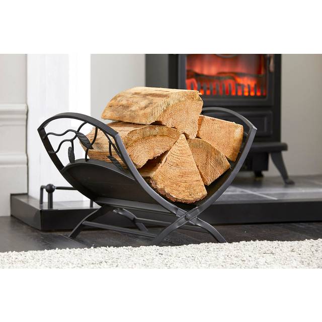 Bobbitt 32cm W Cast Iron Log Rack - Black (34cm H X 32cm W X 46cm D)