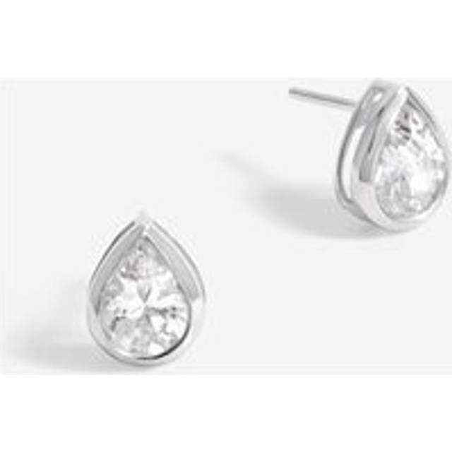 Simply Silver Sterling Silver 925 Cubic Zirconia Large Pear Drop Stud Earrings, Silver, Women - Ilver