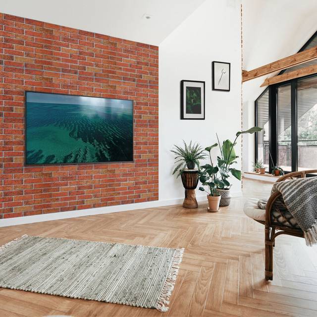 3D Wall Panels Brick Pattern PVC Cladding Panels 96cm x 48cm (6 Sheets) - Light Red - One Size