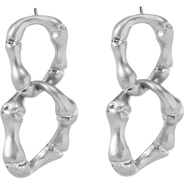 Womens Silver 'Bamboo' Chain Earrings - Grey - One Size