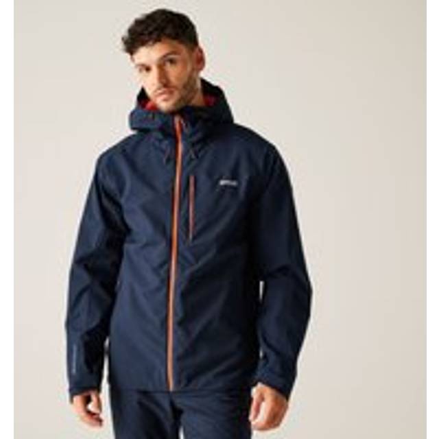 Regatta Men's Water Repellent Birchdale II Waterproof Jacket Navy Tangerine Tango, Size: XL - Blue