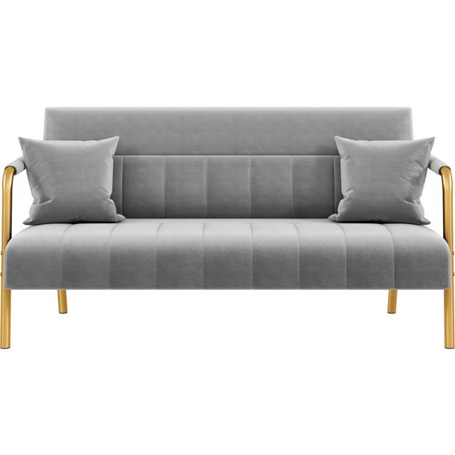 color 2 Seater Upholstered Sofa - Light Grey (75.5cm H X 143.5cm W X 71.5cm D)