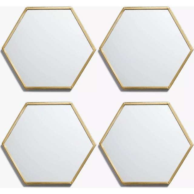 John Lewis Hexagonal Mirror Coasters, Set of 4, Brass