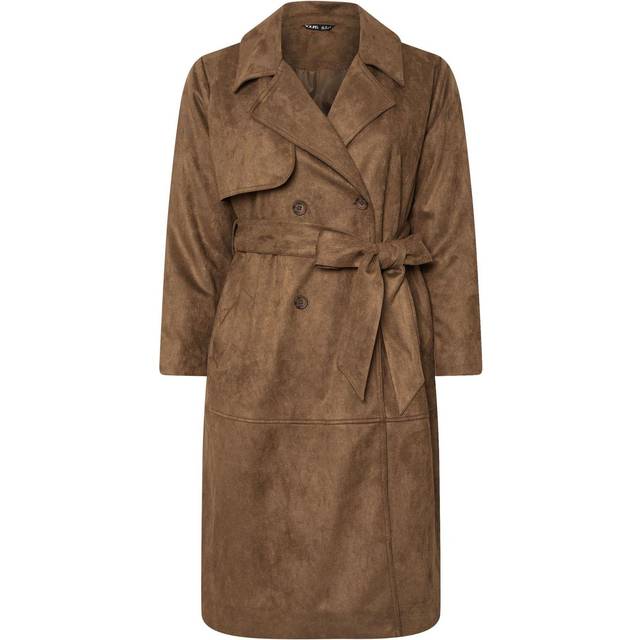 Yours Curve Brown Faux Suede Trench Coat, Women's Curve & Plus Size, Yours - 22-24
