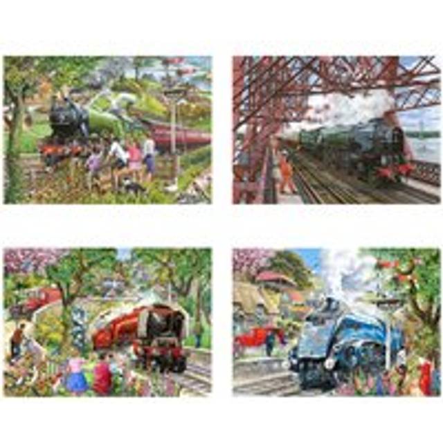 The House of Puzzles Steaming Along Jigsaw Set - 4 x 500 Piece Jigsaws, Multi