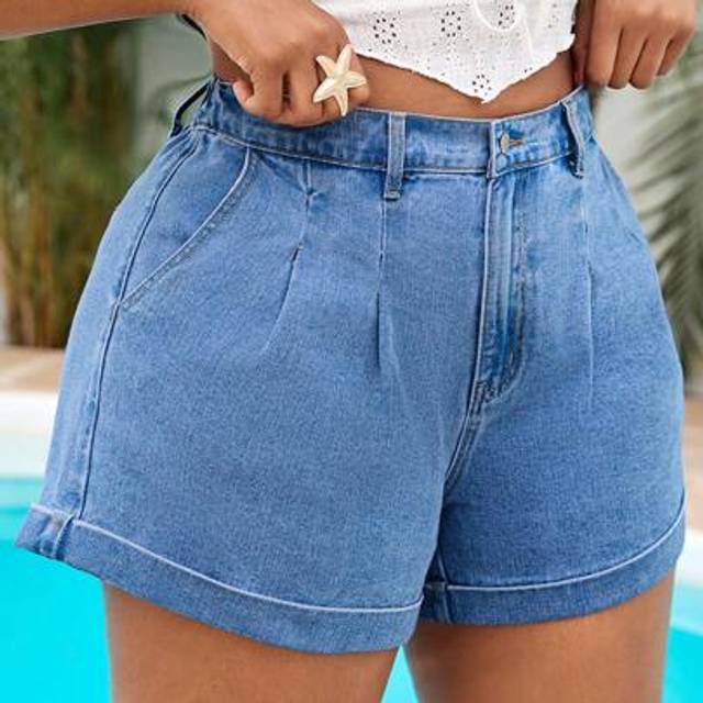 SHEIN Plus Size Loose Denim A-Line Shorts, Blue Summer, Vacation Outfits Woman, Easter, Spring, Western, Office Outfits For Women, Rave Outfits, Baby Shower