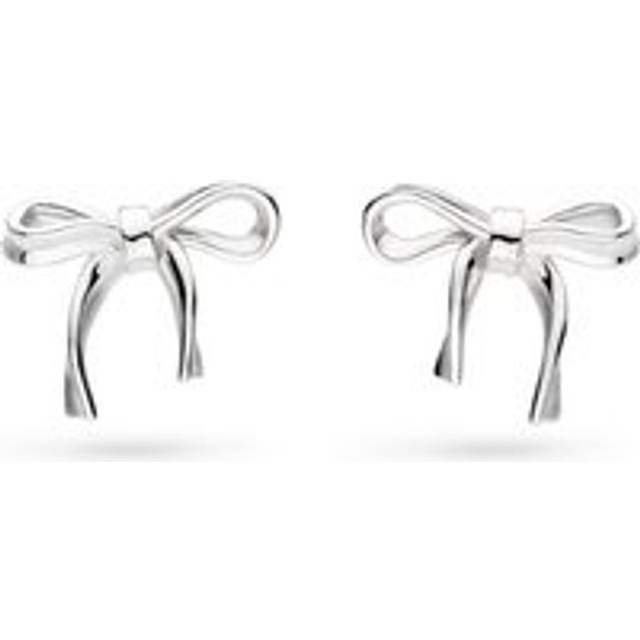 Kit Heath Serenity Ribbon Bow Dainty Stud Earrings, Silver