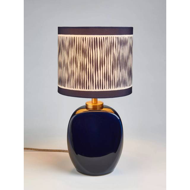 John Lewis X Collagerie Ikat Stripe Print Small Faceted Ceramic Table Lamp, Blue