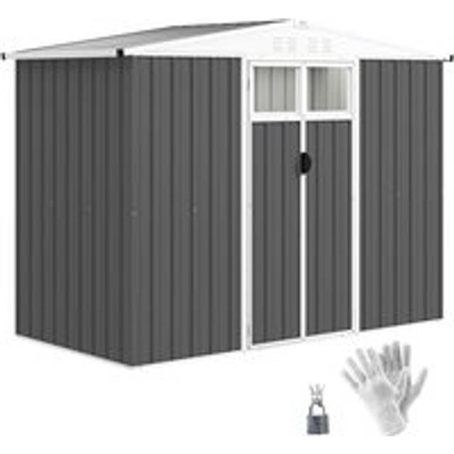 Outsunny 7.6 x 3.8ft Dark Grey Metal Garden Storage Shed