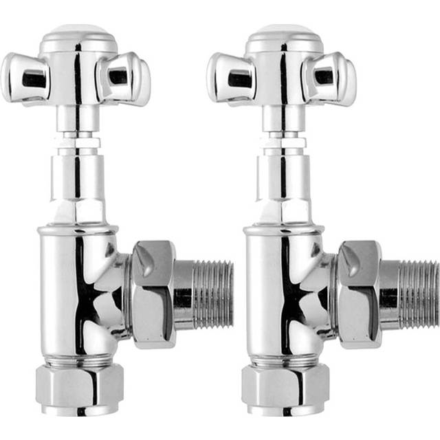 Hudson Reed Chrome Angled Victorian Cross Head Radiator Valves Pack HT