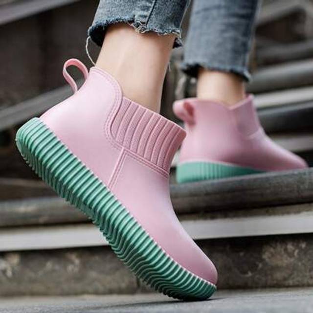 SHEIN Fashion Women Rainboots Short Tube Waterproof Rain Shoes For Outdoor Work Washing Car Rainy Season Non-Slip Rubber Boots