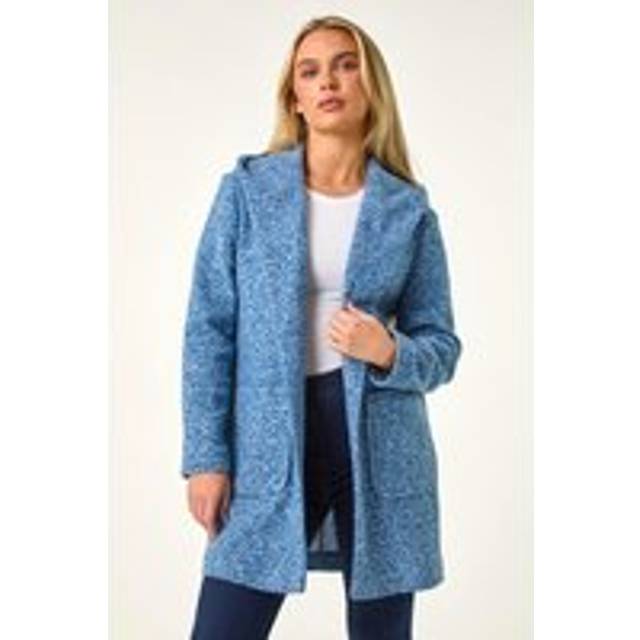 Roman Petite Teal Hooded Edge to Edge Coatigan - Size 16