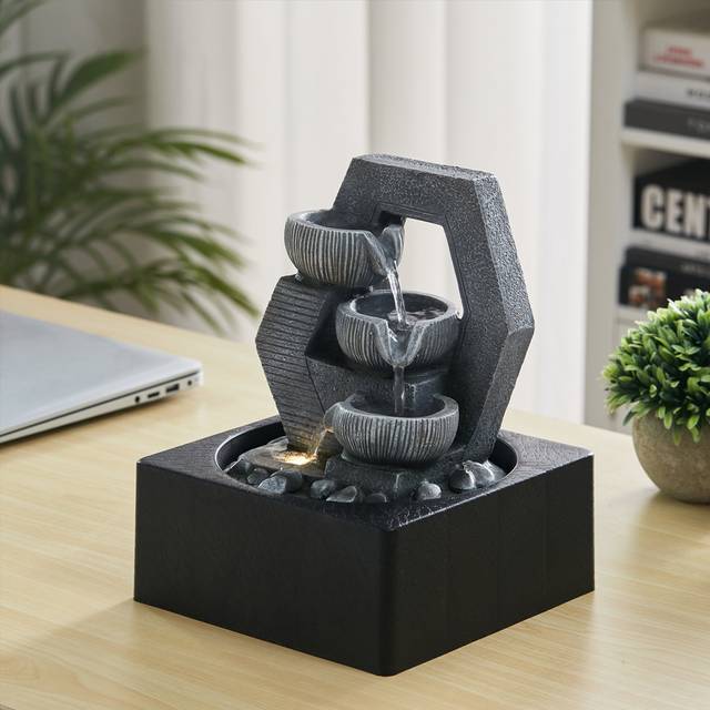 Armita Resin Tabletop Fountain with Light (24cm H X 18cm W X 18cm D)