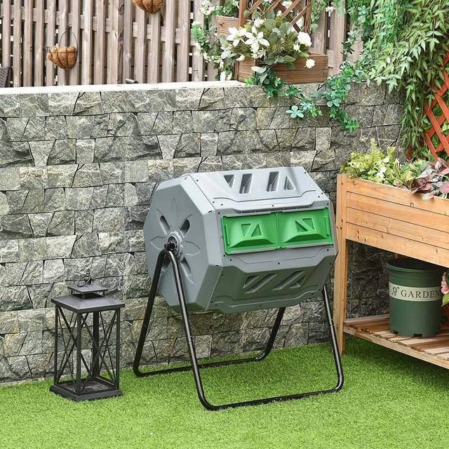 Guinda 160 L Plastic Outdoor Compost Bin - Green;Grey (160L)