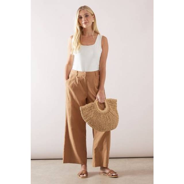 Womens Petite Wide Leg Trouser - Camel - 14