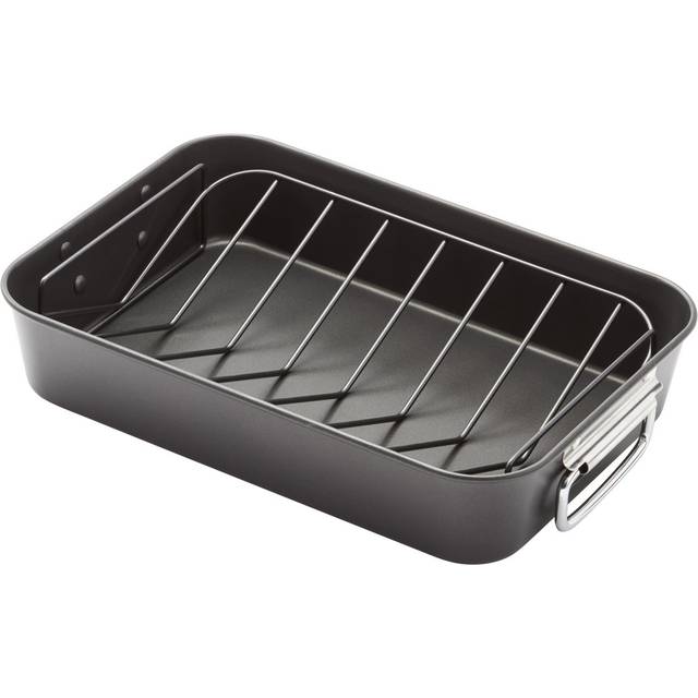 Eclipse Non-Stick Aluminised Steel Roasting Tin with Roasting Rack - Grey