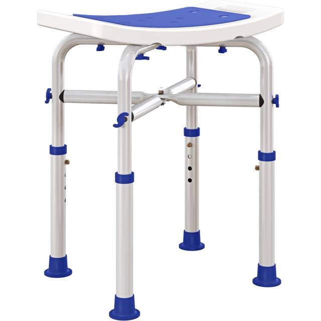 HOMCOM 44-51.5cm Aluminium Frame Shower/Bath Stool - White, none