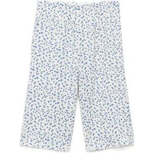 Mango Kids' Cuqui Floral Wide Leg Trousers, Natural White