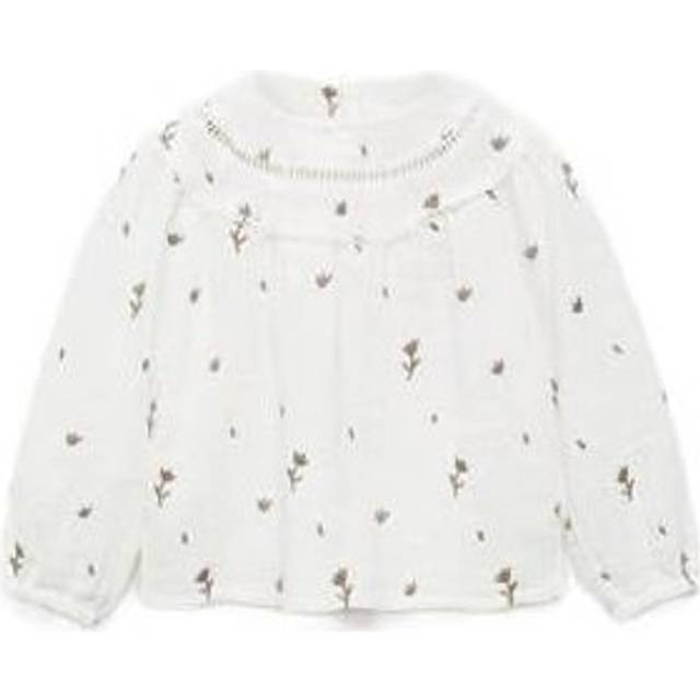 Mango Baby Girls Embroidered Long Sleeve Blouse - Light Cream, Light Cream, Size 12-18 Months - 12-18 MONTHS