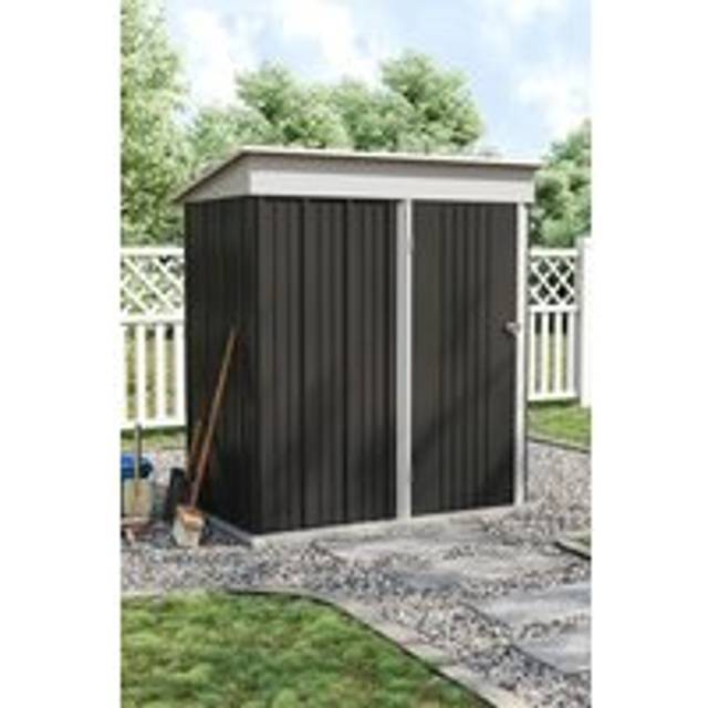 3X5 ft Metal Outdoor Tool Storage Shed with Shelves - Black - One Size