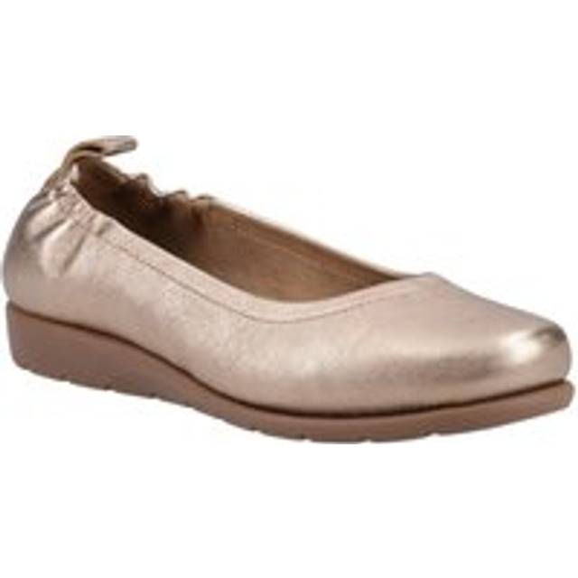 (Gold, 5 (Adults')) Hush Puppies Skylar Leather Women's Gold Flats